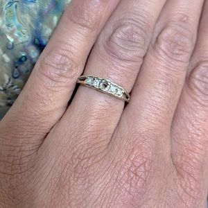 10k white gold 4 diamond ring size 5 approx.